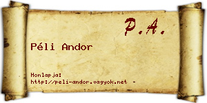 Péli Andor névjegykártya